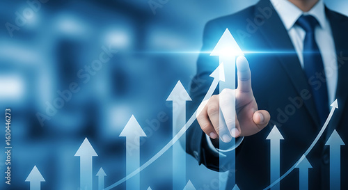 Visionary businessman propelling growth trajectories with strategic implementation and future