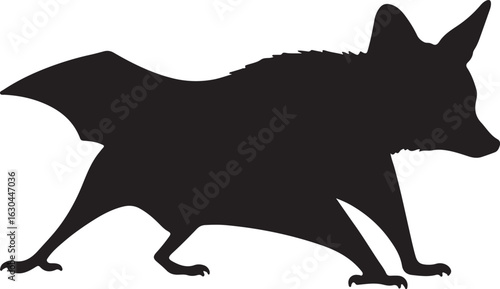 Large Flying Fox bat Vector Silhouette