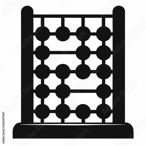 Simple Wooden Abacus – Clean Black Line Art Vector