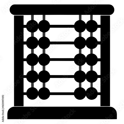 Simple Wooden Abacus – Clean Black Line Art Vector
