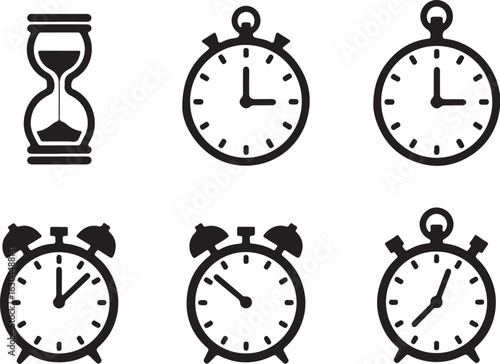 Time management icons showing deadlines, urgency, and schedules