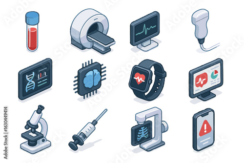 Genetic icon advanced health sequencer vector icons diagnostics diagnostic ecg test mri