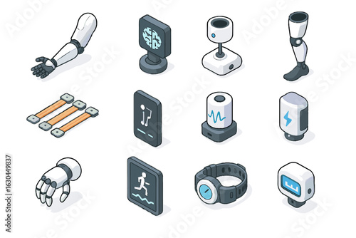 Icon vector leg icons sensor smart prosthetic learning flex adjustable calibration wearable