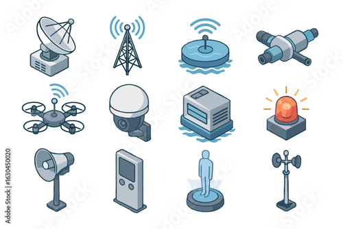 Icon modern data drone vector holographic icons info smart unit node communication