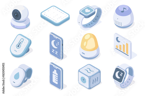 Sensor icon app sleep motion tracker vector baby tracking feeding monitor camera