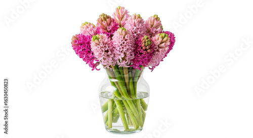 Wallpaper Mural Pink hyacinths in a glass vase isolated on transparent background Torontodigital.ca