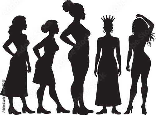 Silhouettes of diverse women, celebrating beauty, style, and confidence