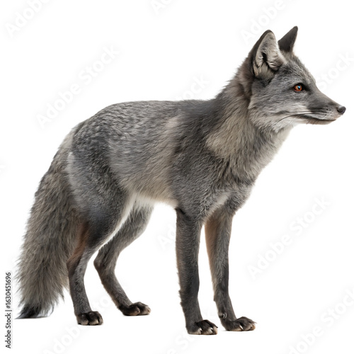 Png Full Body gray fox isolated on white background