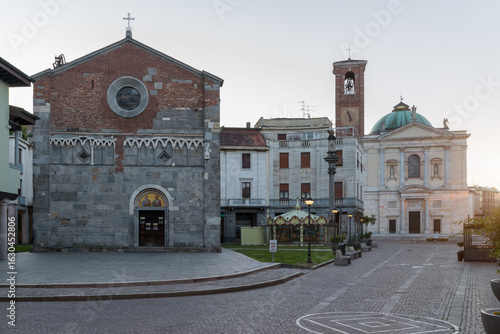 Photos Gallarate town, street Mazzini and Piazza della Libertà  with church San Pietro and the Basilica of Santa Maria Assunta