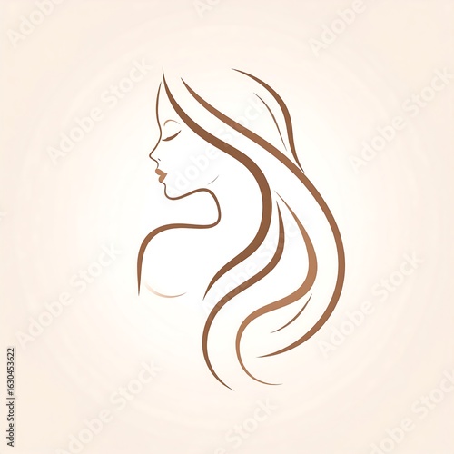 Elegant female profile with flowing hair