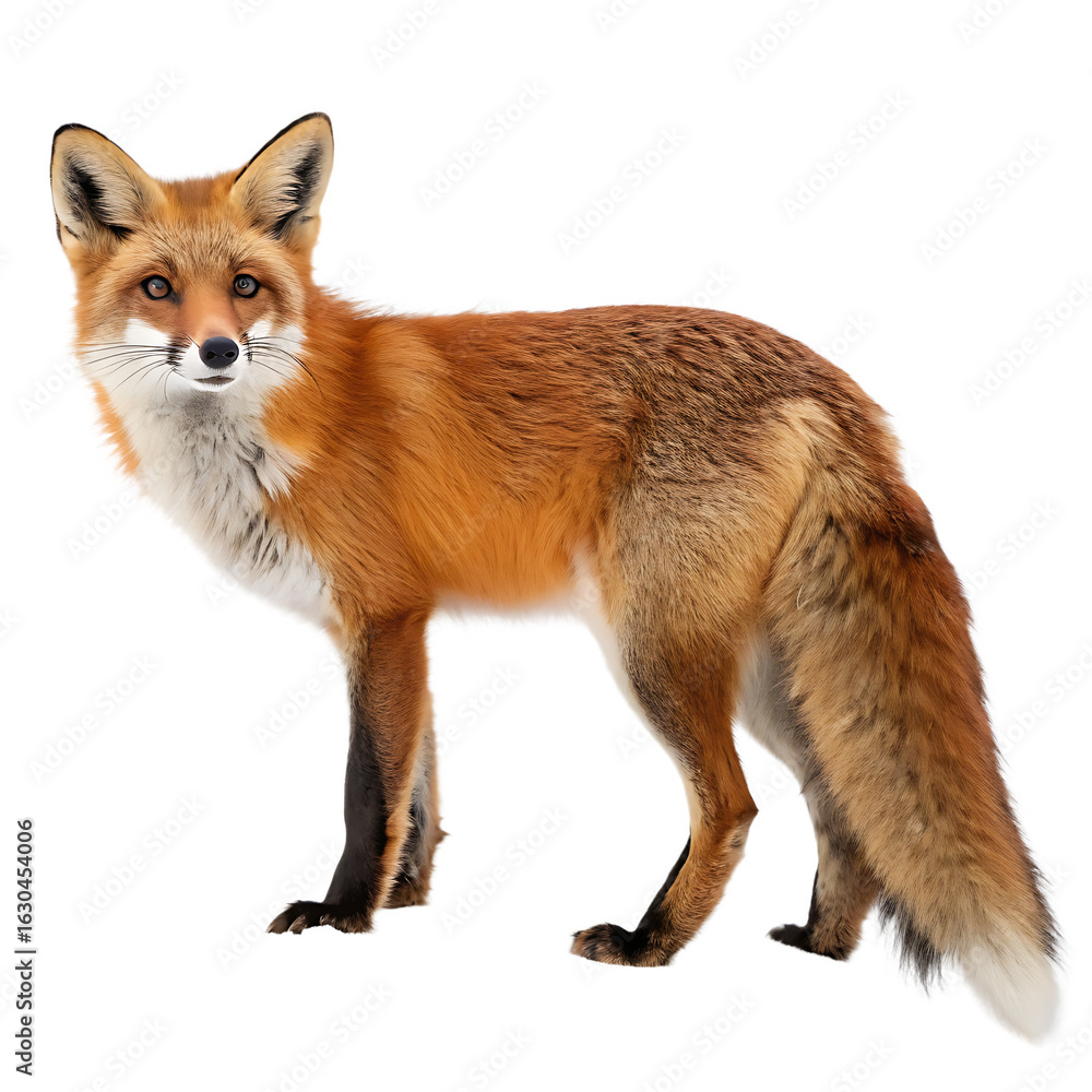 Fototapeta premium Png Full Body red fox isolated on white background