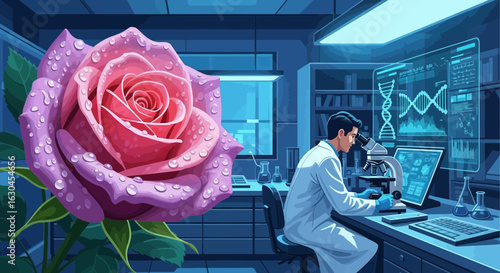 Innovative biotechnology research: Rose genetic analysis in a modern laboratory setting