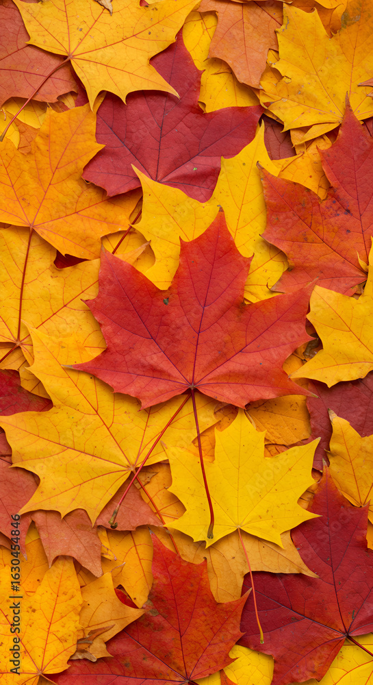 Colorful Maple Leaf Arrangement with Autumn Foliage ,Vibrant Fall Leaves Composition with Seasonal Details Colorful Maple Leaf Arrangement with Autumn Foliage ,Vibrant Fall Leaves Composition with Seasonal Details