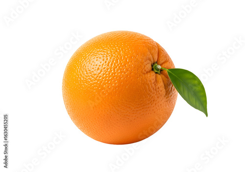 Fresh Ripe Orange Fruit with Green Leaf.