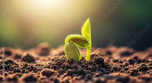 A macro shot of a tender sprout emerging from the soil, symbolizing new life and potential amidst