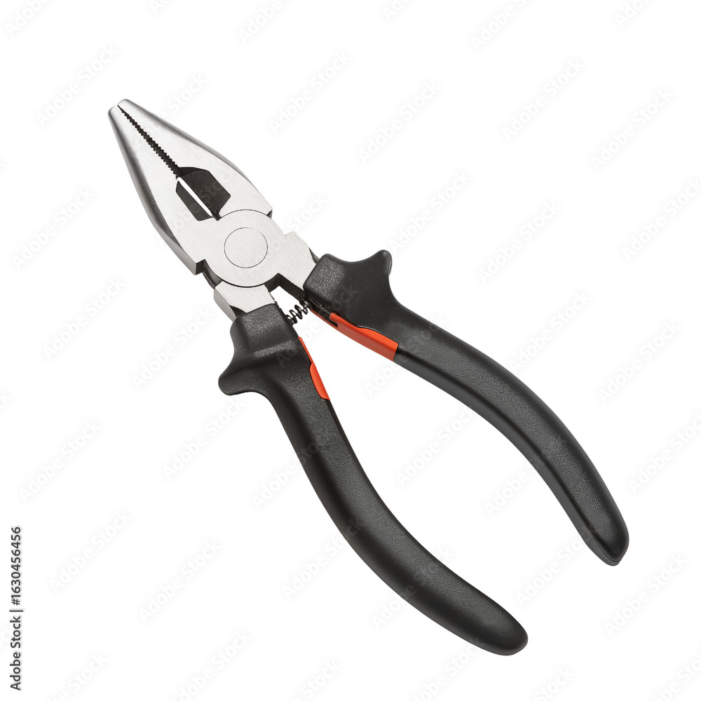 Pliers with rubber grip handles on white background for design purposes isolate on a transparent background Pliers with rubber grip handles on white background for design purposes isolate on a transparent background