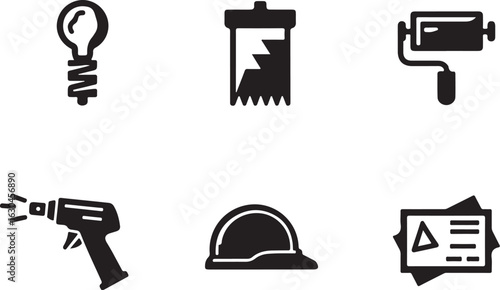 Construction and design icons for architecture, building, and renovation
