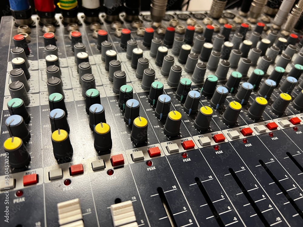 Fototapeta premium Analog sound mixer, functional and ready for the party