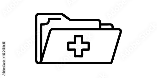 Medical record folder icon for patient health history and healthcare document management system design medical icons on transparent background