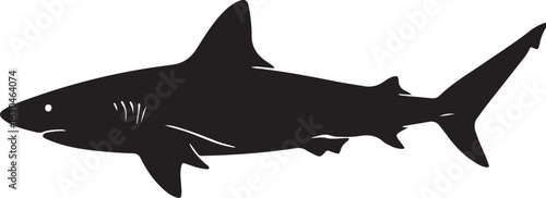 White Tip Reef Shark Vector Silhouette
