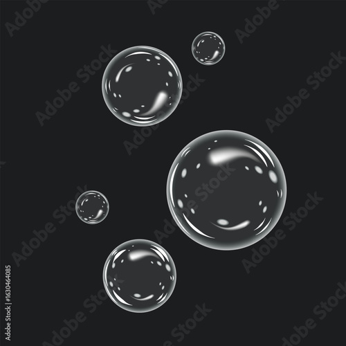 Soap bubble icon.Realistic, transparent soap bubbles with glare. Soap foam effect. Vector illustration.