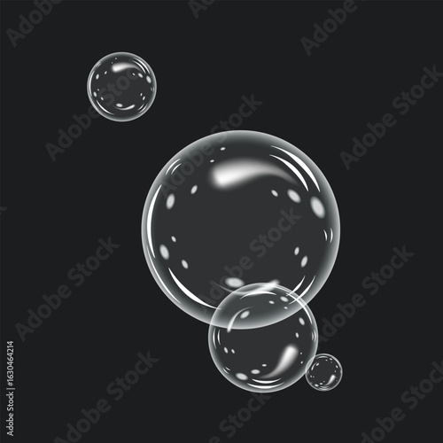 Soap bubble icon.Realistic, transparent soap bubbles with glare. Soap foam effect. Vector illustration.