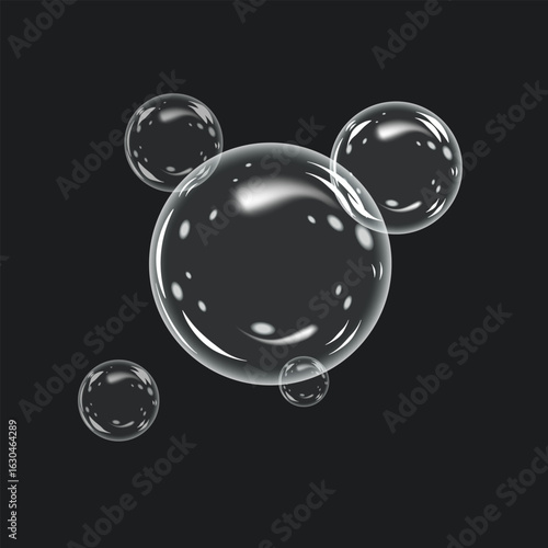 Soap bubble icon.Realistic, transparent soap bubbles with glare. Soap foam effect. Vector illustration.
