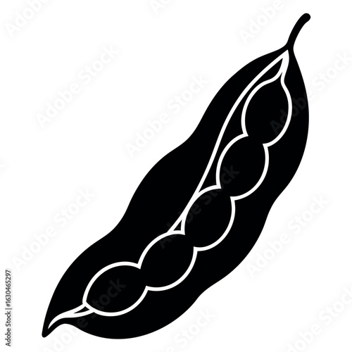 Simple Soybean Pod Illustration with Three Beans Vector Graphic Design