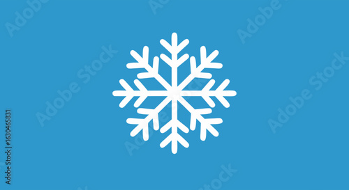 Simple Snowflake Graphic on Blue Background for Winter Holiday Season Designs