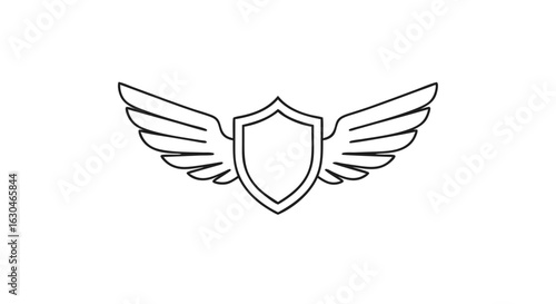 Winged Emblem Icon: Minimalist Symbol of Protection and Swiftness Vector Illustration