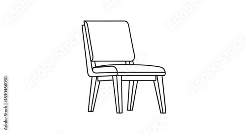 Simple Line Drawing of Modern Upholstered Chair against White Background for Interior Design Resources