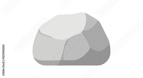 Solitary rock formation, a minimalist grey boulder against a pristine, white backdrop showcasing geological simplicity with subtle shading for