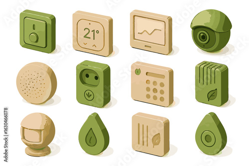 Tech icon bamboo motion biodegradable icons compostable panel tracker eco vector green