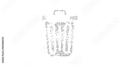 Minimalist Dotted Illustration of a Waste Container for Cleanliness and Organization Conceptions