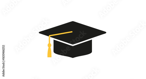 Symbol of academic achievement, graduation cap with golden tassel illustrating educational success and celebrating scholarly accomplishment