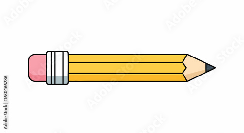 Illustrated yellow pencil with eraser, ideal for design projects and creative compositions centered on writing tools