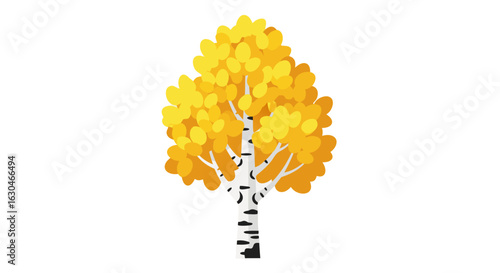 Vibrant autumn aspen tree with golden foliage, evoking crisp air and seasonal beauty, inviting viewers to embrace the changing colors of fall with