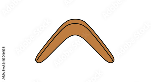 Illustrative depiction of a traditional boomerang on a clean white backdrop showcasing its curved aerodynamics