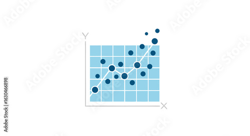 Statistical Analysis Representation with Data Points Displayed on XY Axis Grid Structure