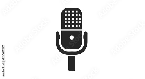 Monochrome depiction of an old-fashioned microphone broadcasting device for voice input usage isolated on a clean white background illustration