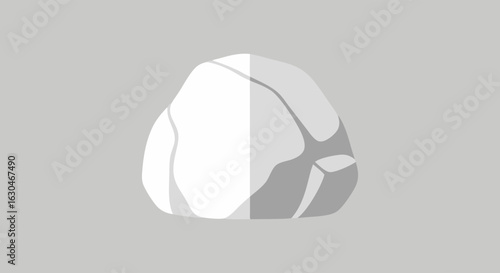 Stylized boulder illustration on neutral gray backdrop, simplified mineral representation, flat design rock vector for graphic resources and nature