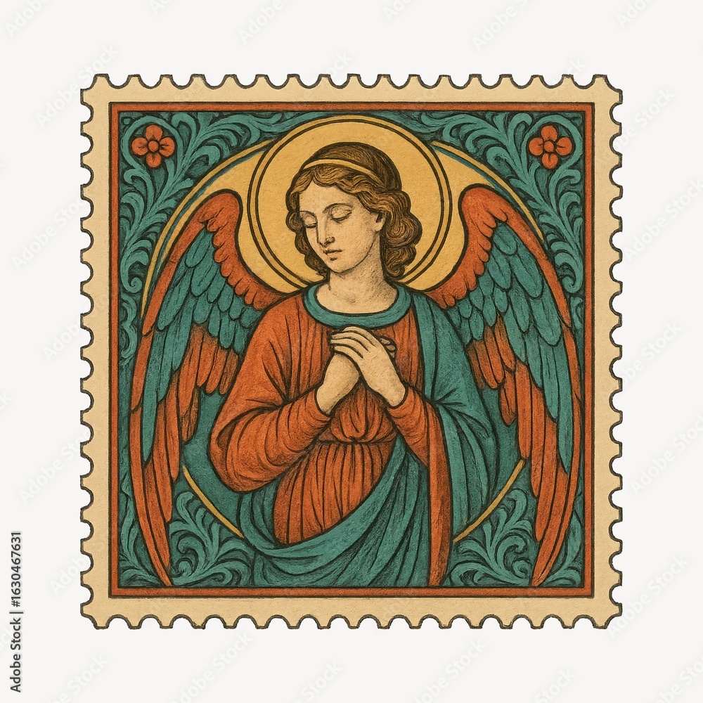 Obraz premium Vintage angelic postage stamp