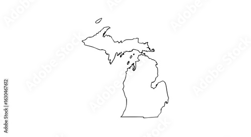 Michigan State Outline Illustration for Maps and Infographics Designs of United States Isolated on White Background Simple Border Silhouette Depiction