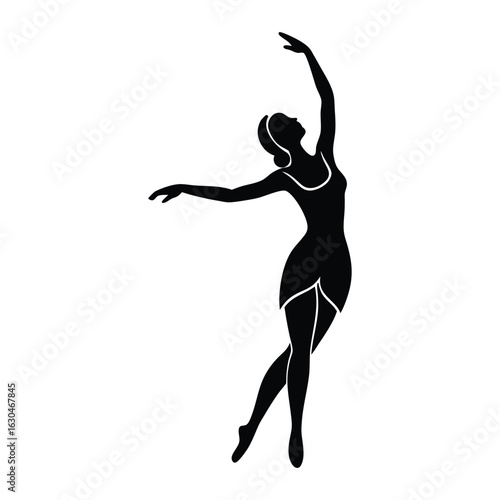 Elegant Ballerina Performing Classical Dance Silhouette Vector