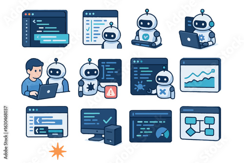 Spark assistant test coding ai screen graph analysis performance icon vector