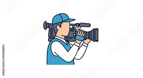 Focused Videographer Capturing Cinematic Moments with Professional Camera Equipment for Film and Video Production tasks