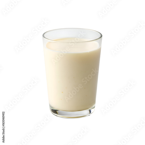 Glass of Creamy Yellow Drink on Black Background.