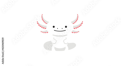 Adorable Axolotl Illustration: A Charming Amphibian Cartoon Character on Plain White Background
