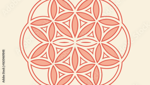 Elegant coral flower of life geometric mandala design