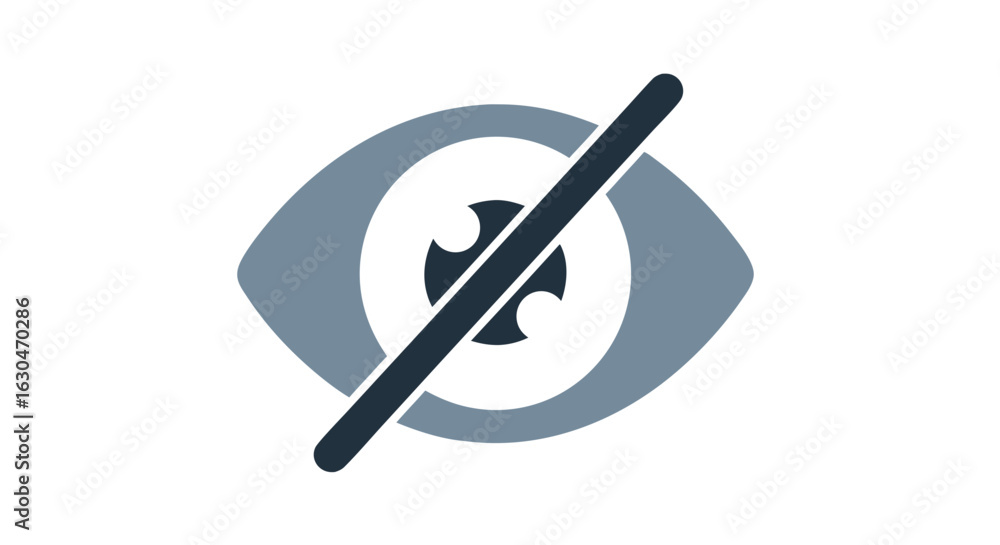 Eye icon illustration representing blocked vision or privacy in a simple design Eye icon illustration representing blocked vision or privacy in a simple design